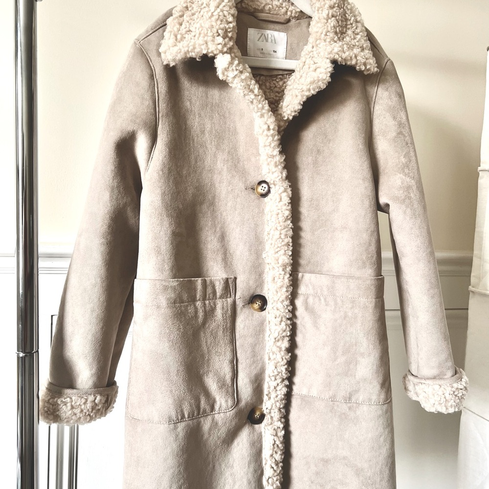 Zara girls faux fur/suede coat